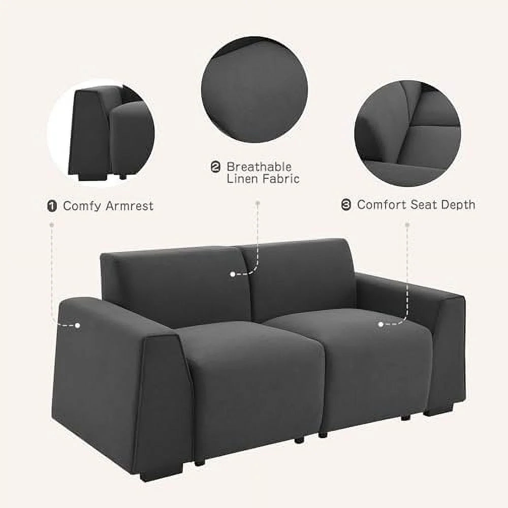 59" Chenille Loveseat Sofa with Metal Legs Y177