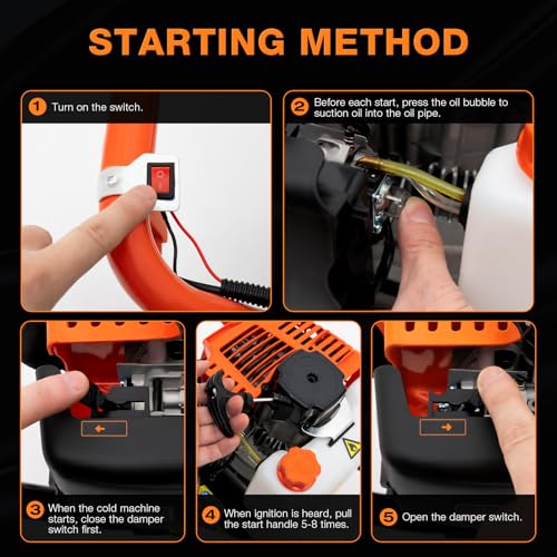 52cc 1700W Gas Powered Auger Post Hole Digger with 3 Drill Bits Y85339