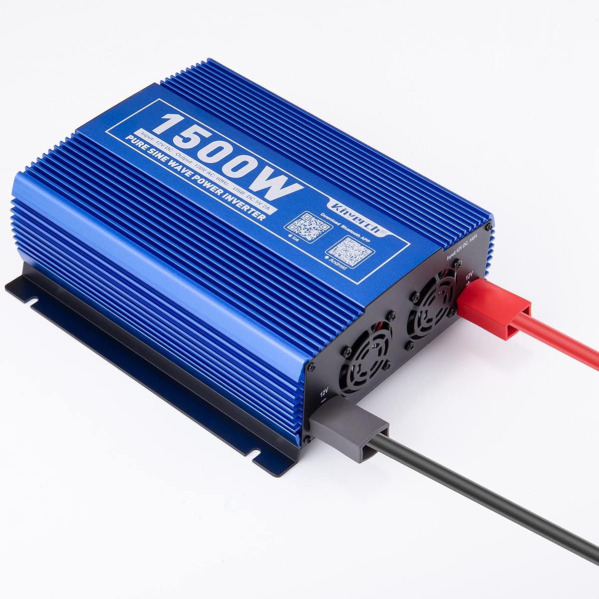 1500W Pure Sine Wave Power Inverter 12V DC to 110V AC Car Inverter with Bluetooth 2AC Outlets USB Port T9121