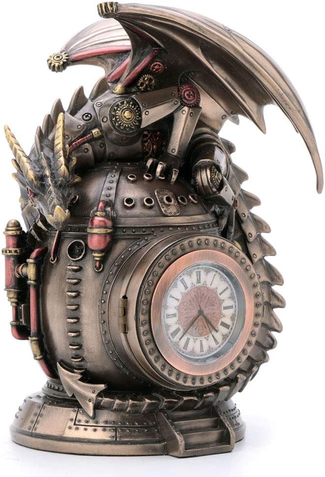 Steampunk Dragon Trinket Box Clock Statue K8533