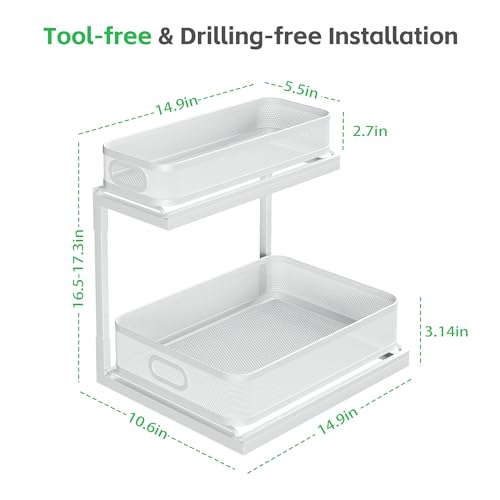 2-Tier Black Mesh Slide Out Drawer Shelf Z978