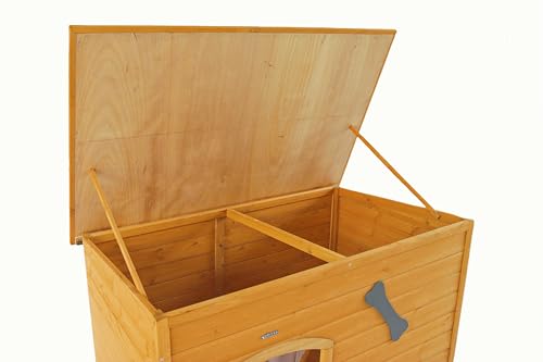 Natural Wooden Doghouse with Elevated Floor U38455