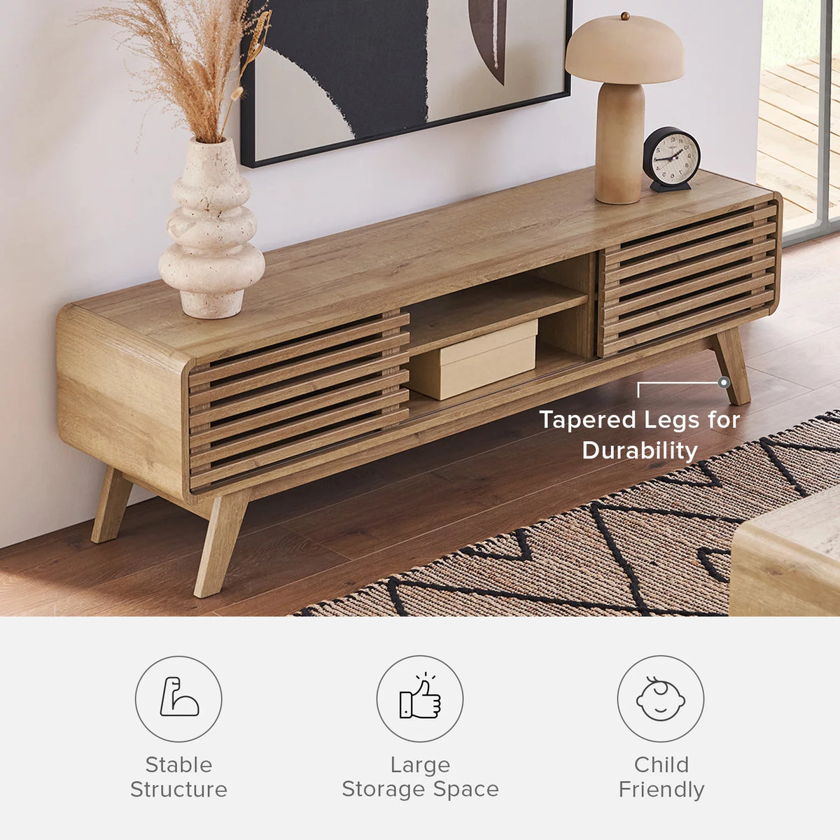 59" Oak TV Stand Console D8310