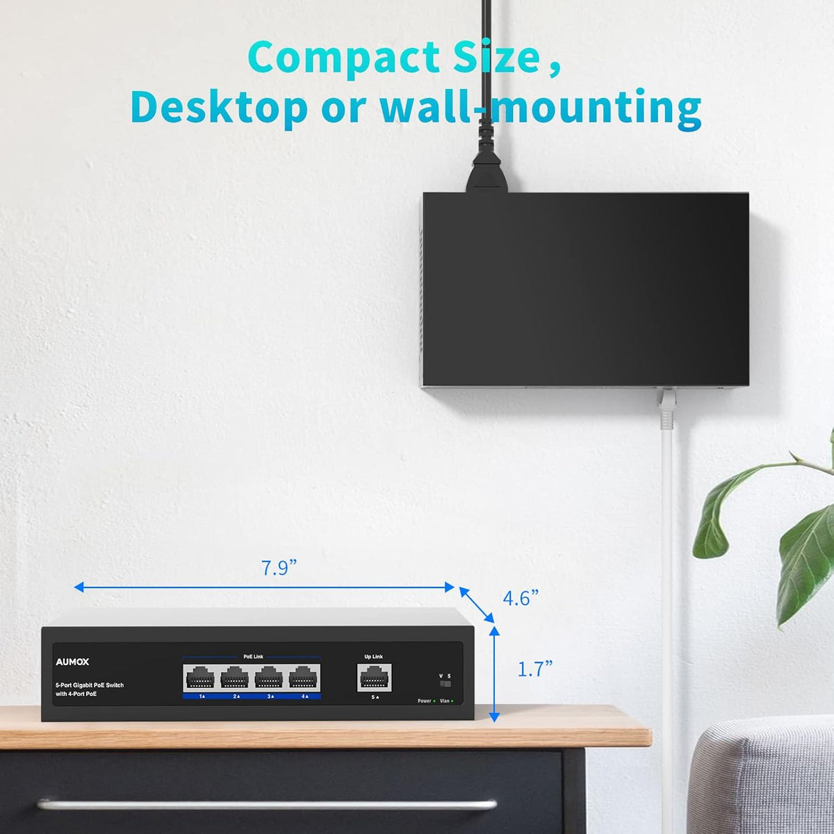 5-Port Gigabit PoE Switch, Pack of 2 J45367