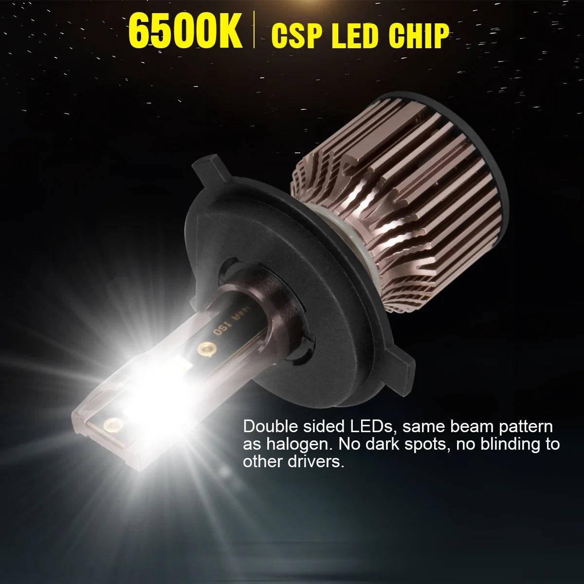 H4 9003 Dual Beam LED Bulbs, H11 Fog Light, 6500k Cool White, IP68 Waterproof I71606