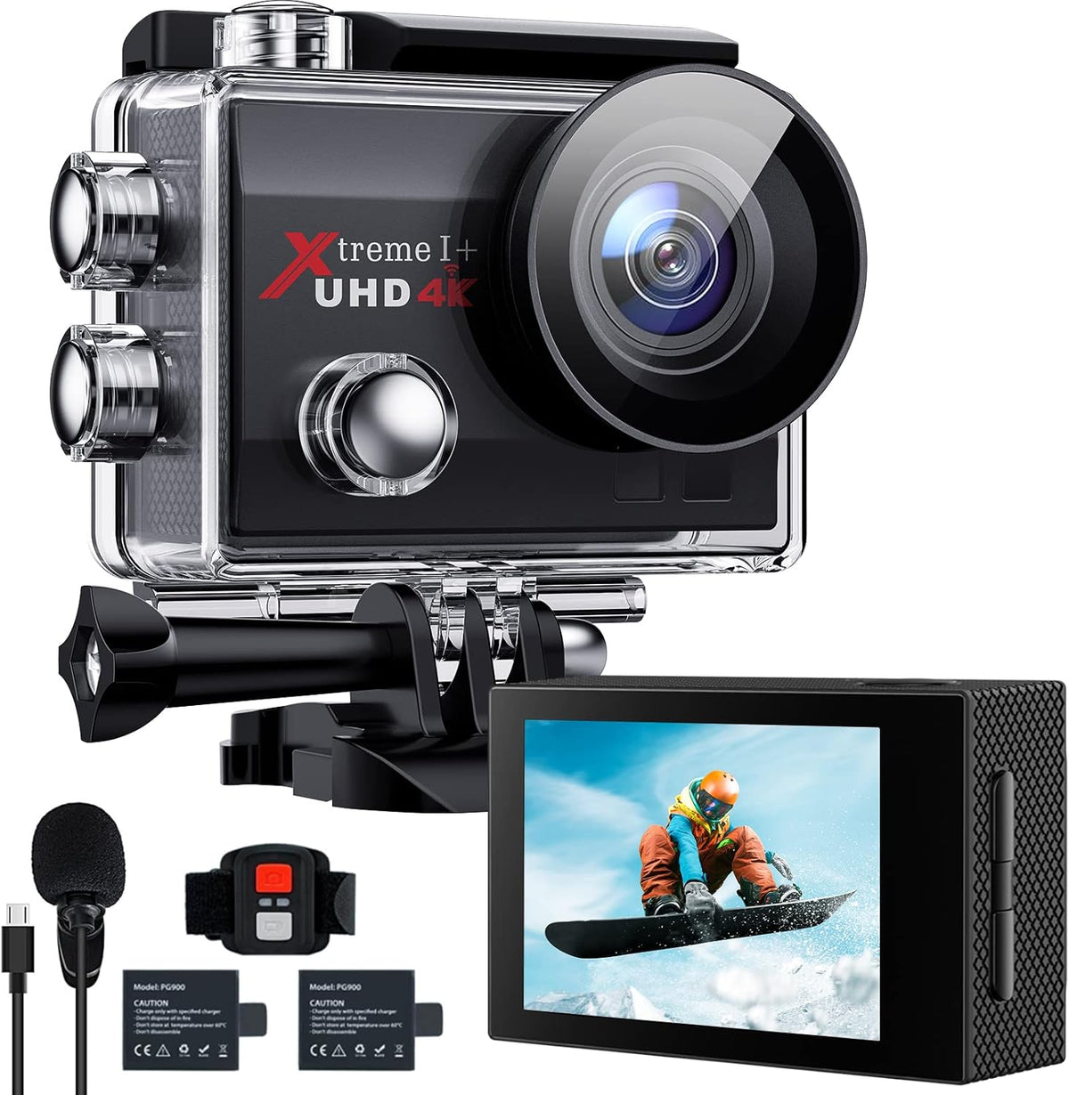 4K 20MP Waterproof Action Camera with 2 Batteries, Pack of 2 O642622