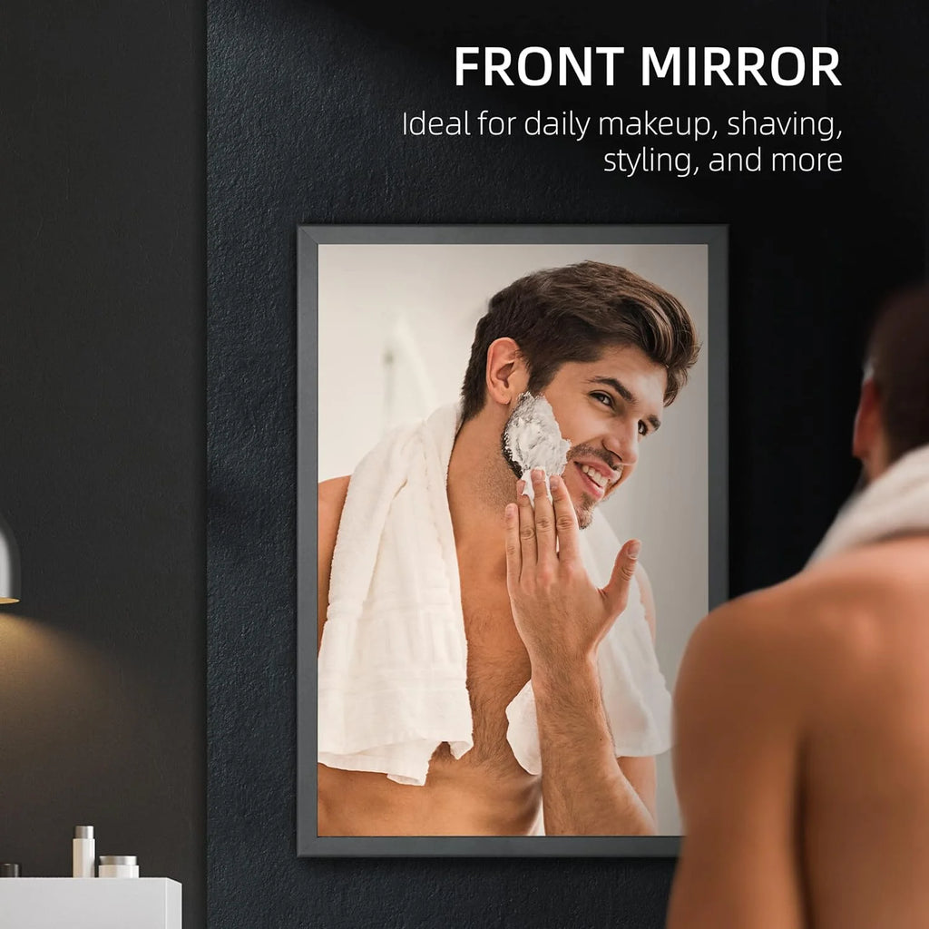 Black Stainless Steel Wall-Mounted Medicine Cabinet with Mirror O78137