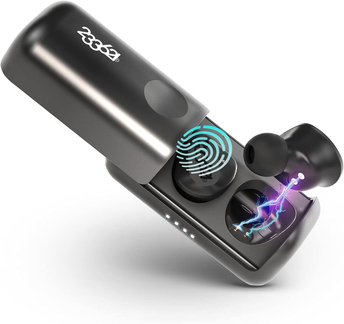 True Wireless Earbuds with Charging Case, IPX5 Waterproof Bluetooth 5.0, 12H Playtime, Black, Pack of 2 W59832