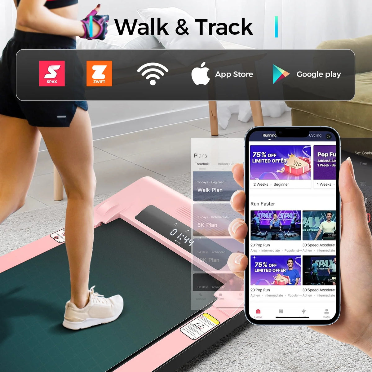 Walking Pad Treadmill 2.5HP Electric Jogging Running Machine G6773