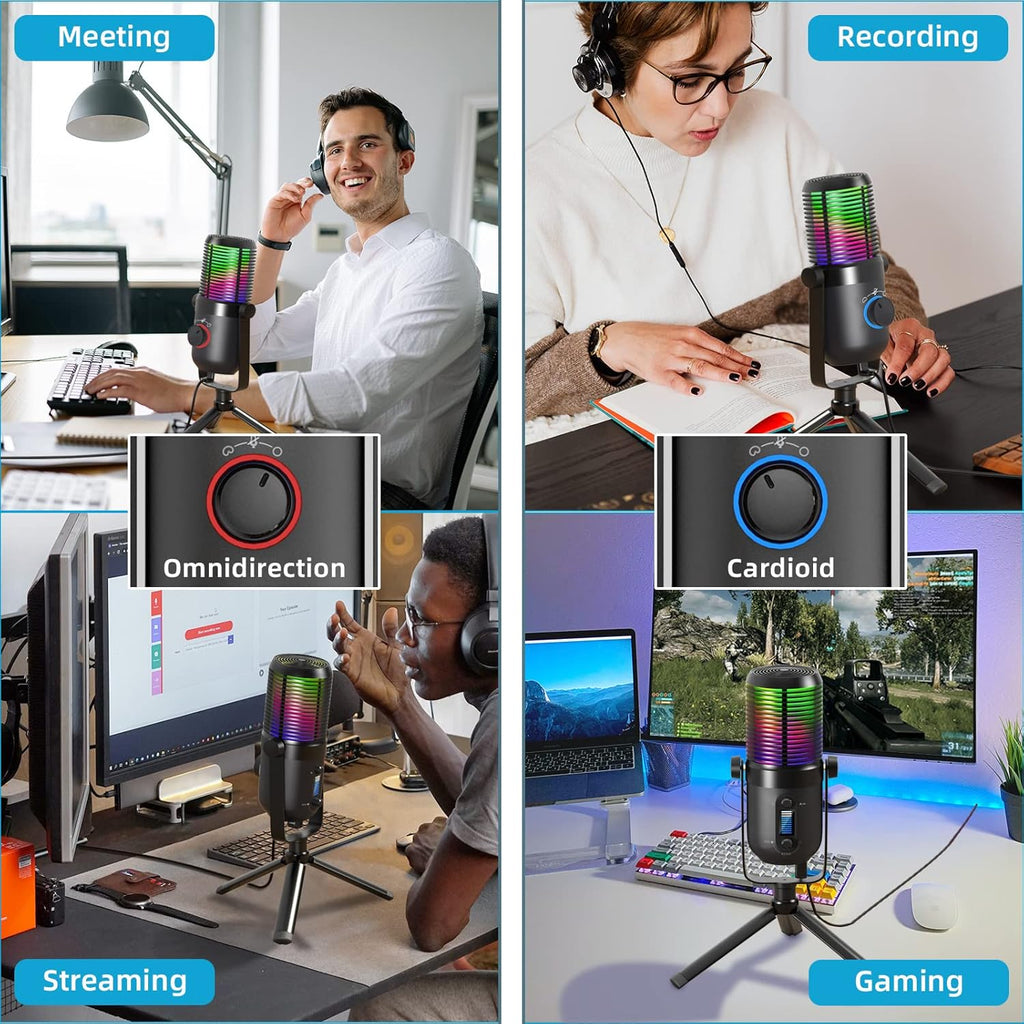 RGB Gaming USB Condenser Microphone with Tripod Stand, Pack of 2 K6468