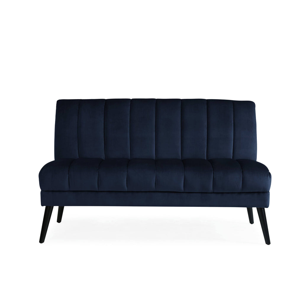 Navy Blue Velvet Armless Loveseat K60952