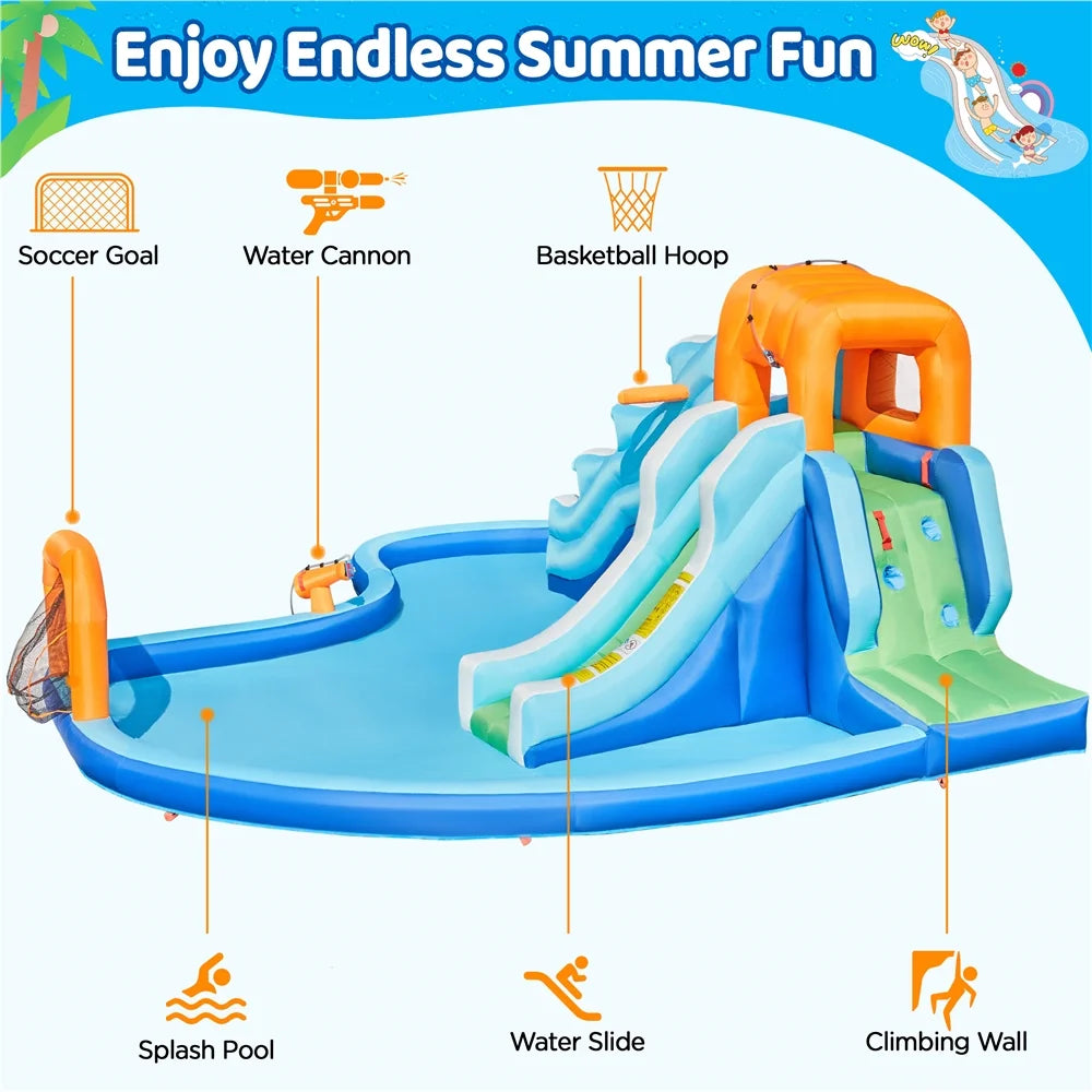 Dual Lane Inflatable Water Slide with Storage Bag & Blower F553