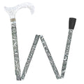 White Pearlz Rhinestone Collar Black Swirl Adjustable Folding Cane C8029