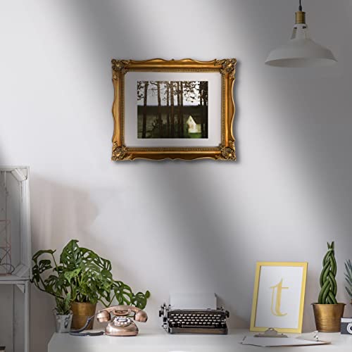 11x14 Black Ornate Picture Frame with White Mat L893292