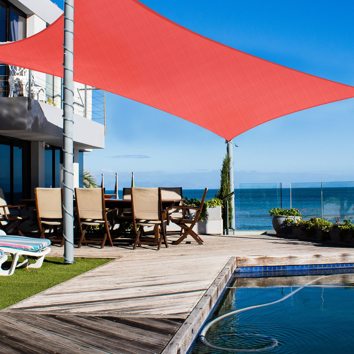 19x13Ft 97% UV Block Rectangle Sun Shade Sail Watermelon Red R4992
