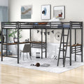 Twin Metal Loft Bed with Desk and Ladders R782
