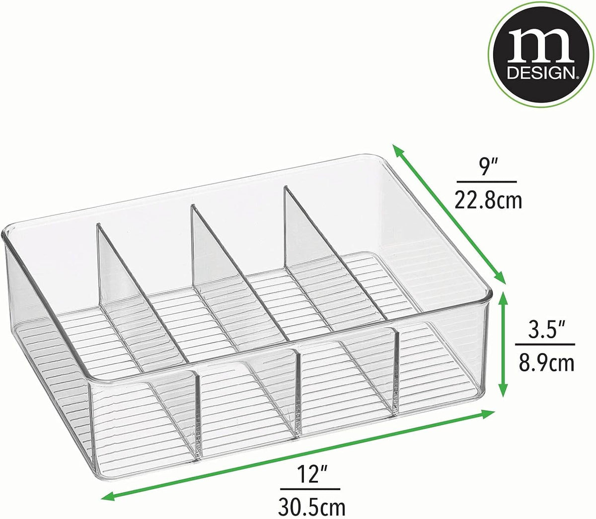 Clear Plastic 4 Divided Sections Storage Bin Box 2 Pack V917836