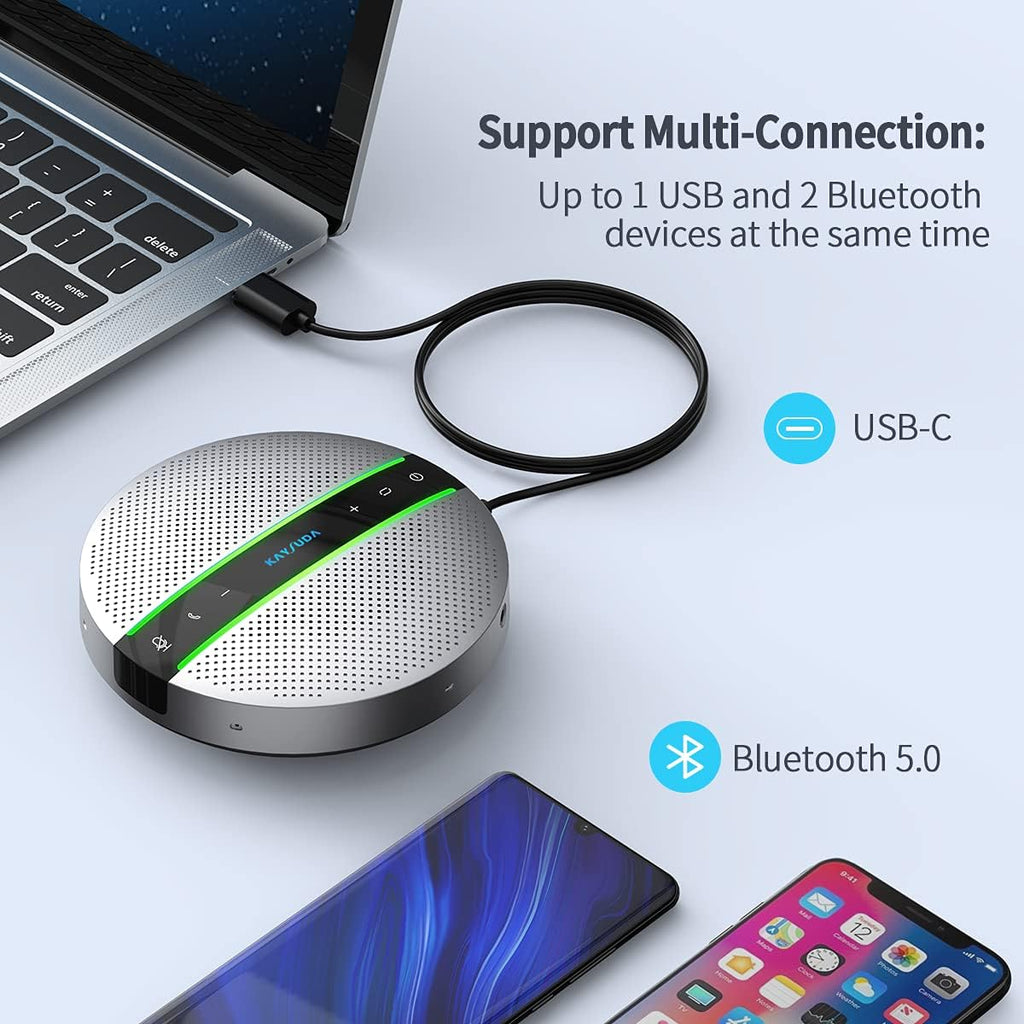 Bluetooth Speakerphone with 6 Microphones, 18H Call Time, Bluetooth 5.0 V466
