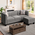 Black L Shaped Linen Fabric Sectional Sofa N8312