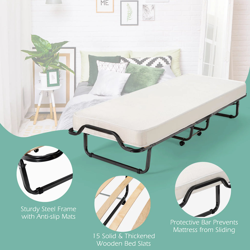Portable Folding Bed with Memory Foam Mattress Q4037