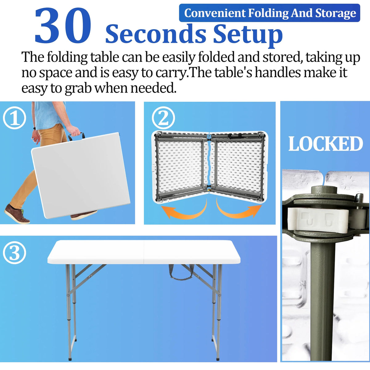 4FT White Folding Table J74233