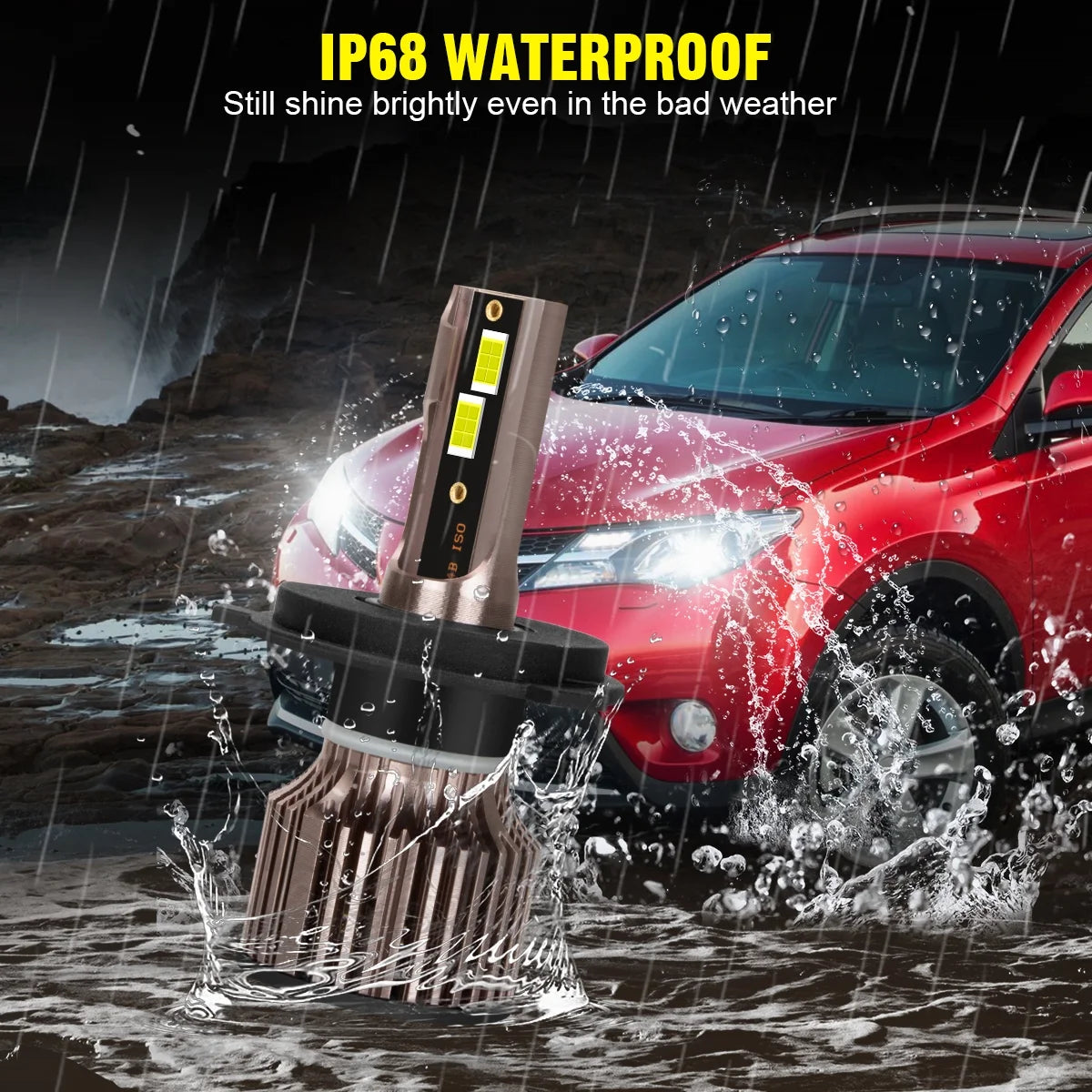 H4 9003 Dual Beam LED Bulbs, H11 Fog Light, 6500k Cool White, IP68 Waterproof I71606