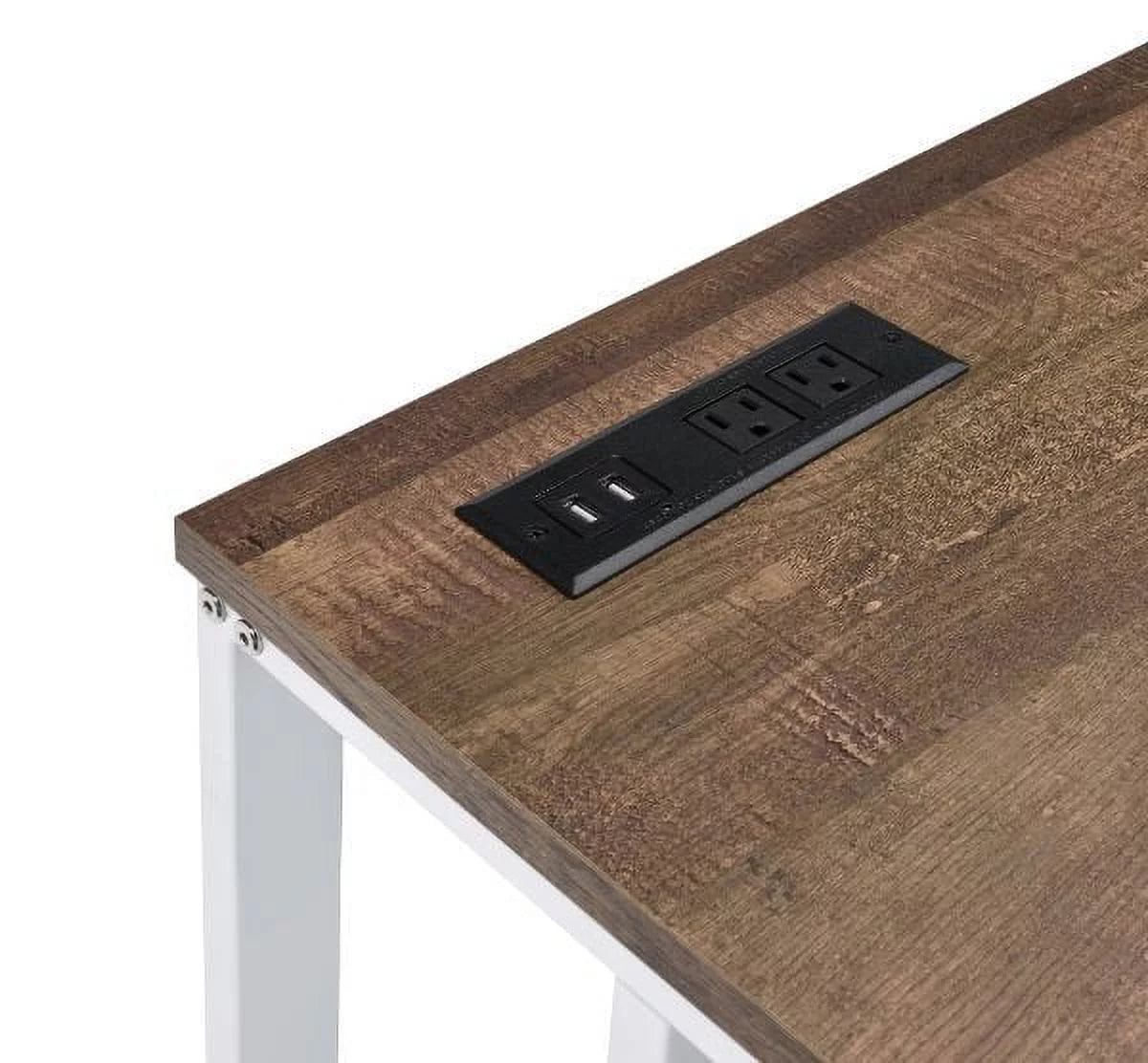 Walnut White Writing Desk with USB Port U880