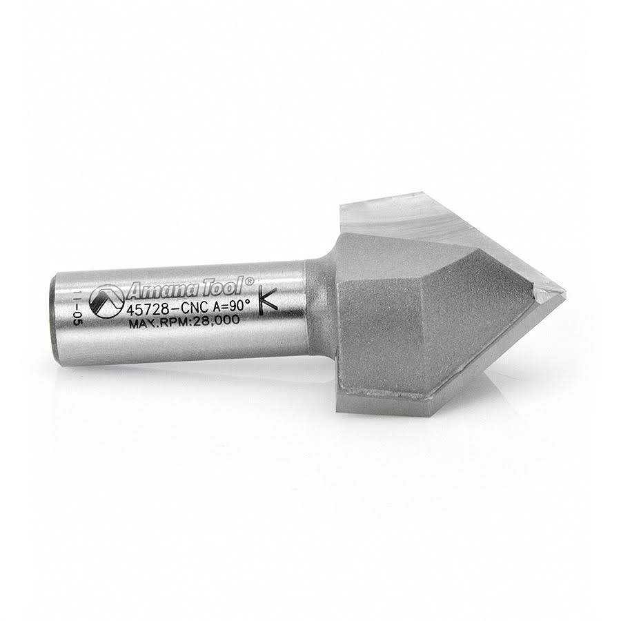 Carbide Tipped V-Groove 90 Deg x 1-1/2 D x 1-1/4 x 22 CH x 1/2 Shank G986