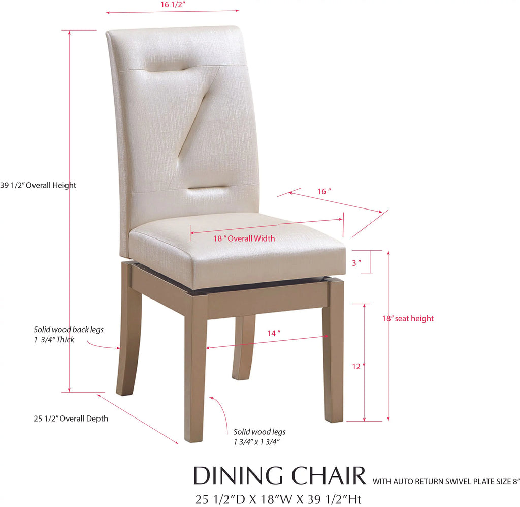 White Vinyl & Gold Wood Swivel Dining Chairs Set of 2 I323873