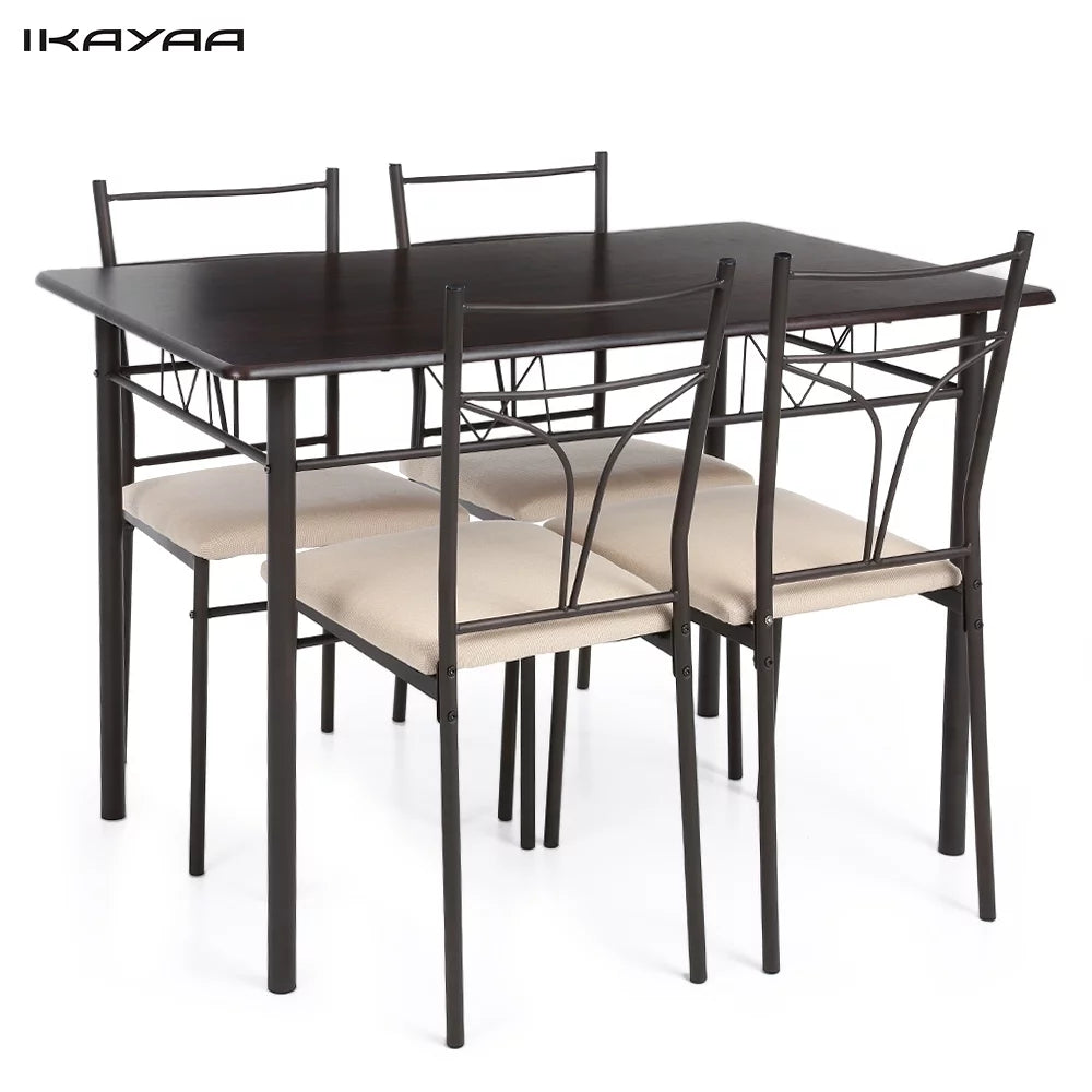 Black Metal Dining Table Chairs Set N655