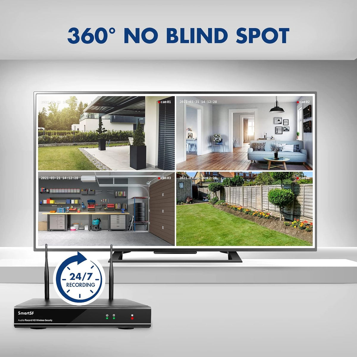3MP 8CH Wireless Security Camera System with 1TB, PTZ and Bullet Cameras, Color Night Vision N4985