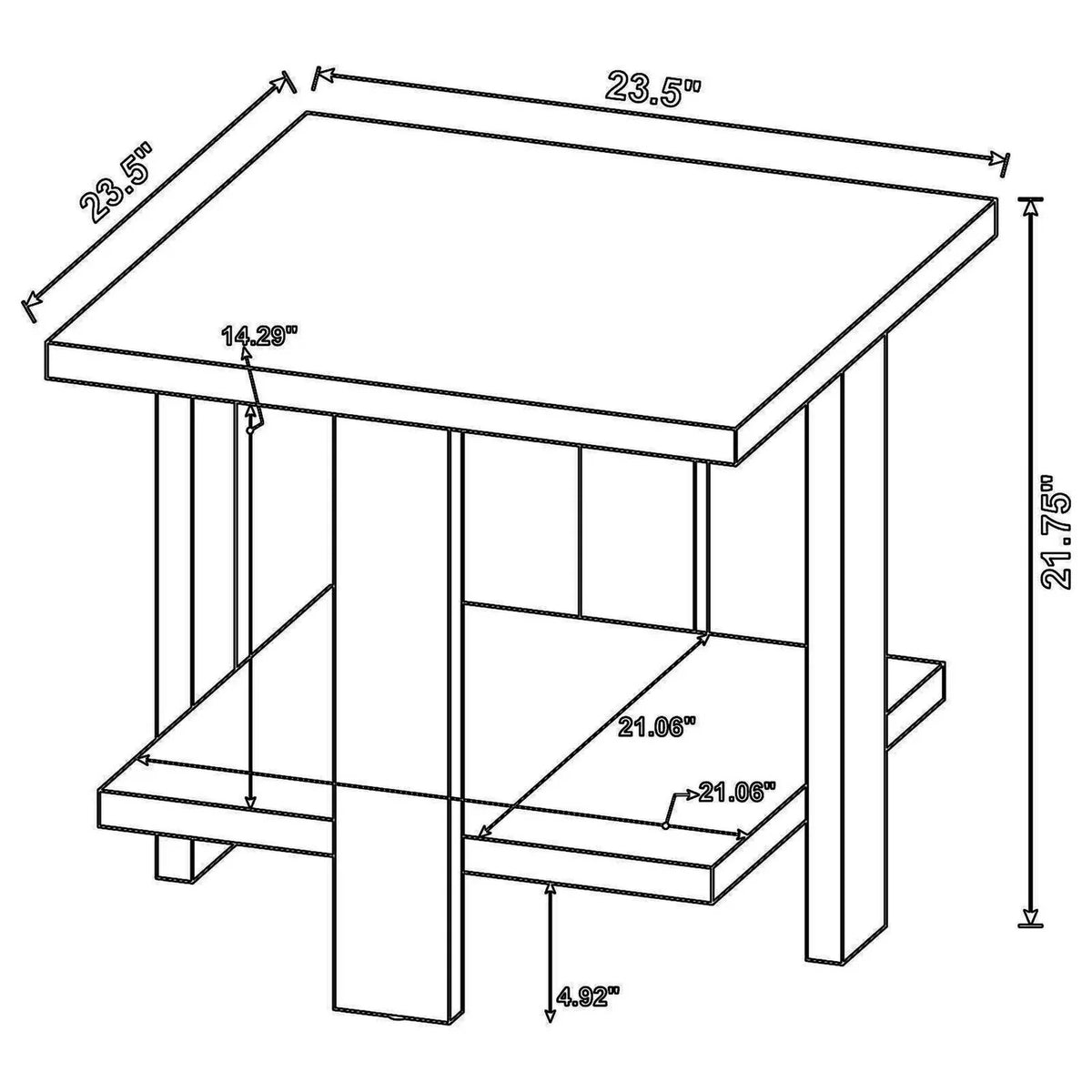 24 Inch Side End Table with Lower Shelf L204