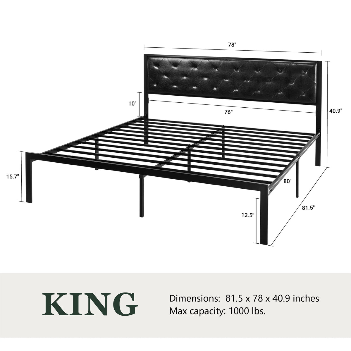 Twin Size Metal Bed Frame with Upholstered Headboard F589