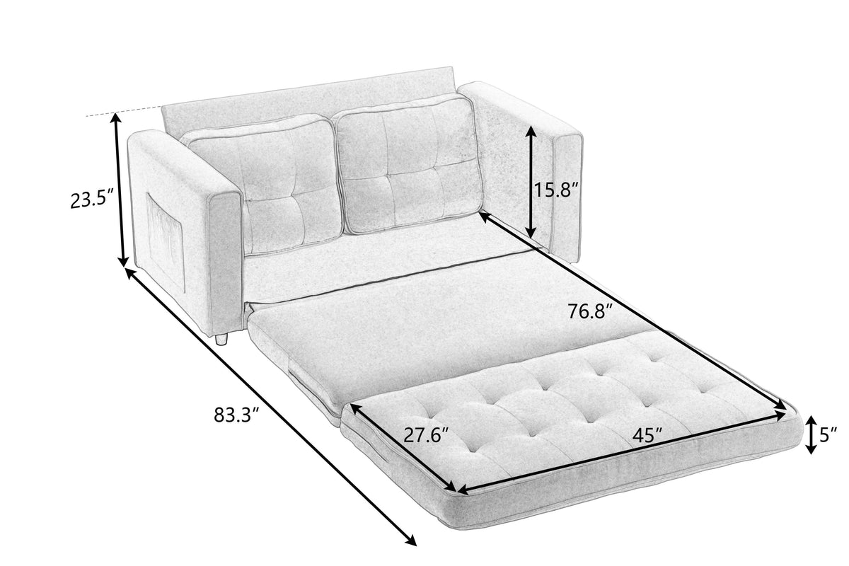 Convertible 3 Fold Velvet Linen Sofa Bed Y55482