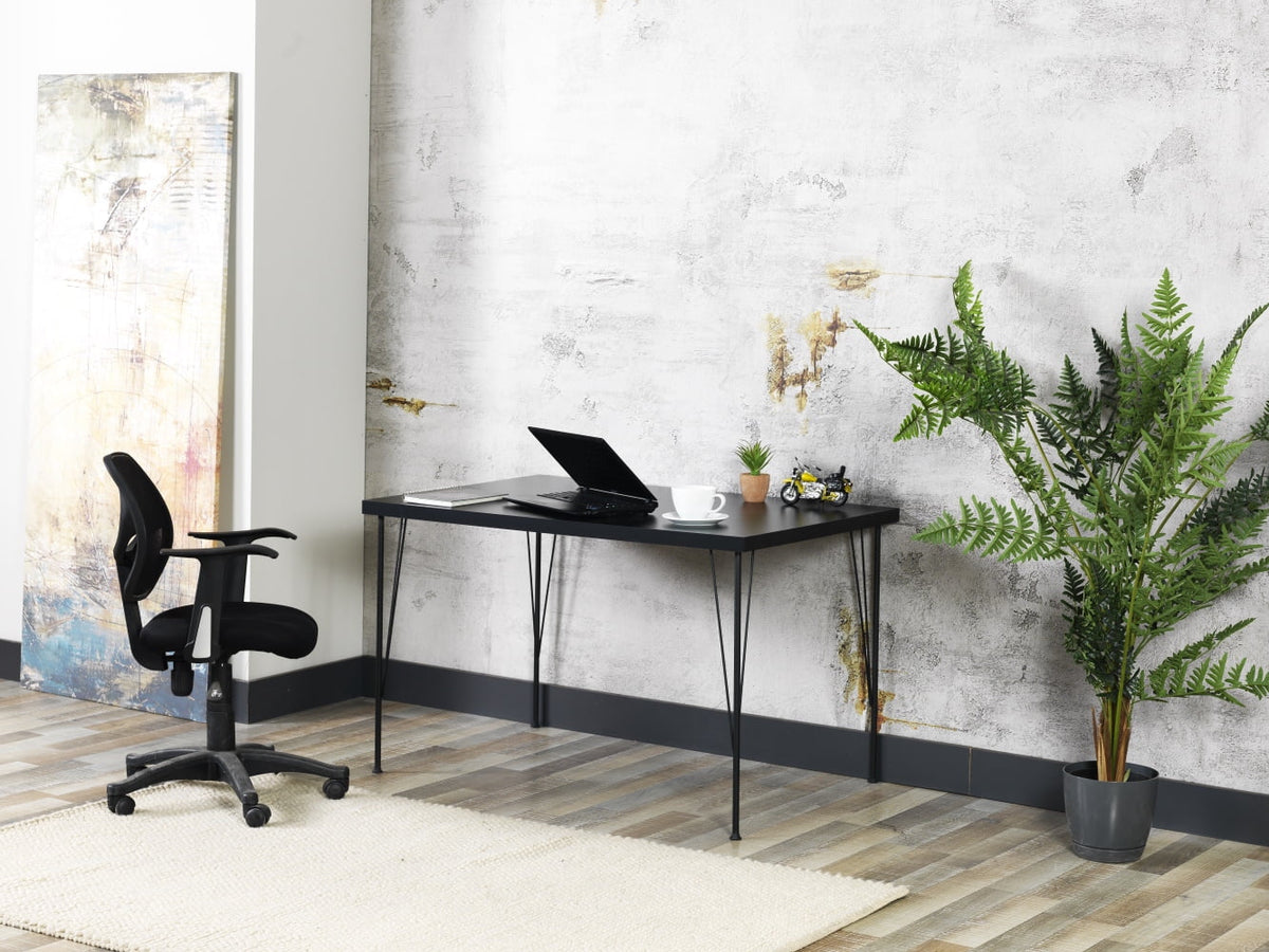 47" Black Writing and Computer Desk with Wood Top X83905