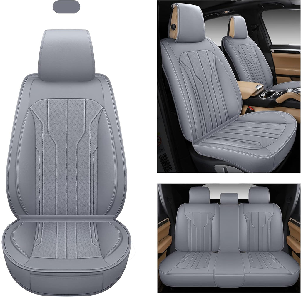 Leather Car Seat Covers, Full Set, Black Red G141025