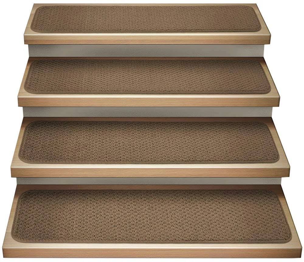 Set of 12 Attachable Carpet Stair Treads - Toffee Brown - 9 in. x 36 in. V970182