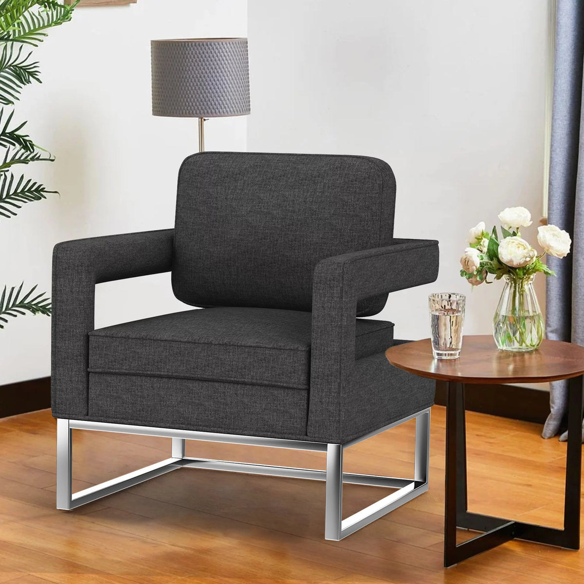Black Upholstered Accent Chair Y67913