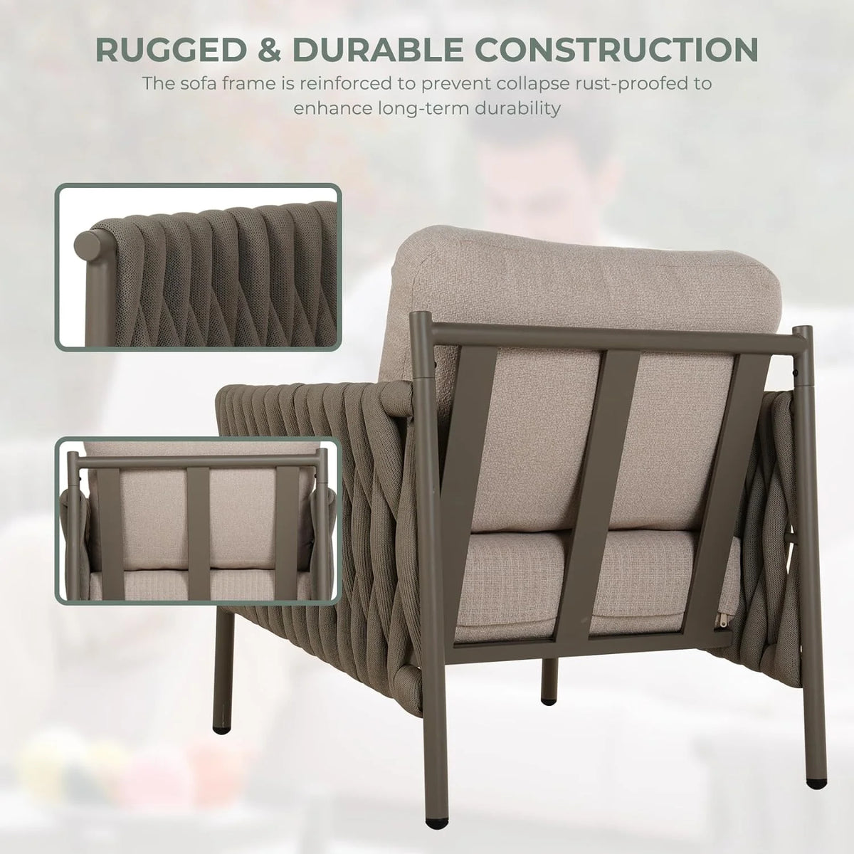 5-Piece Cotton Rope Outdoor Conversation Set with Cushions D5148