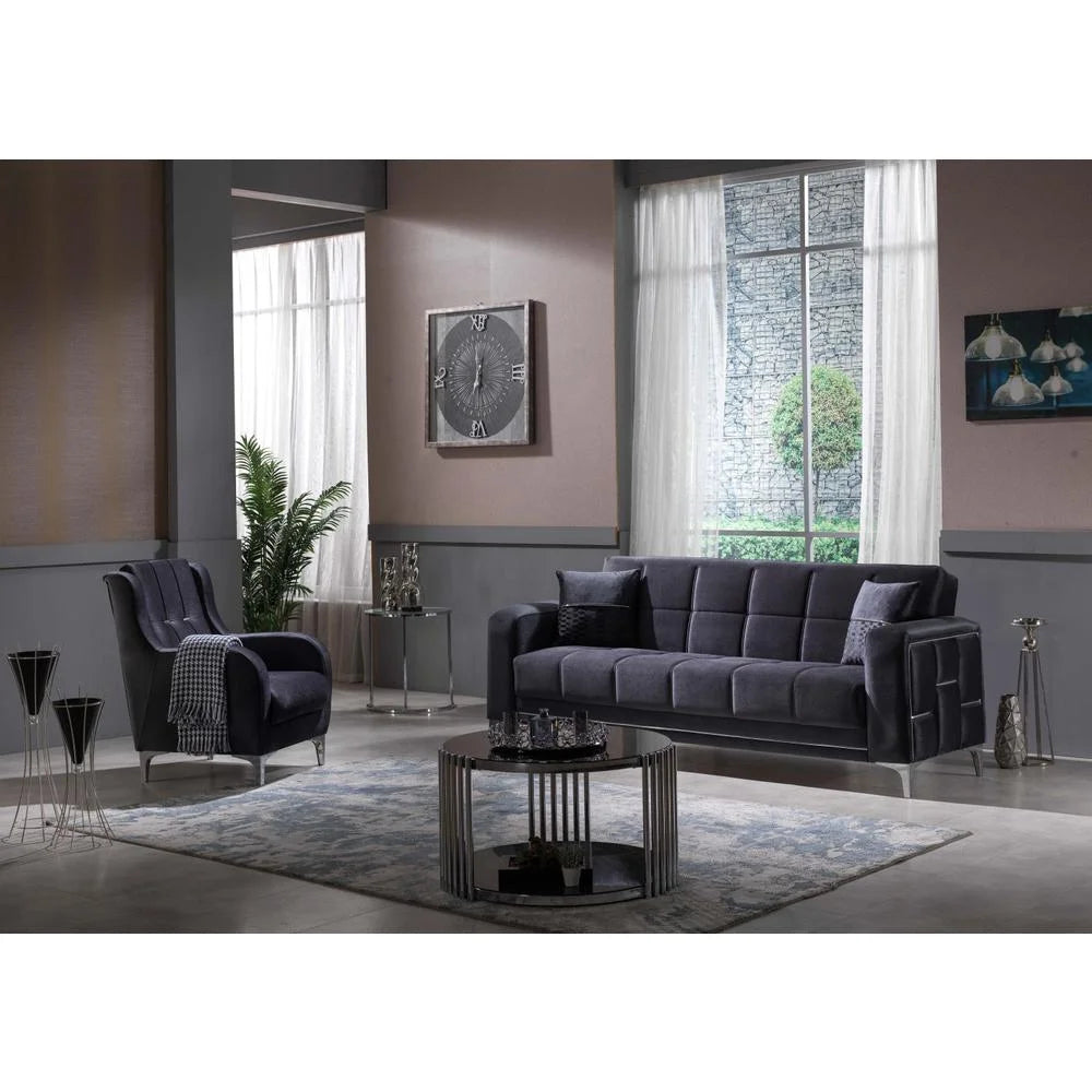 Anthracite Convertible Sleeper Loveseat W637