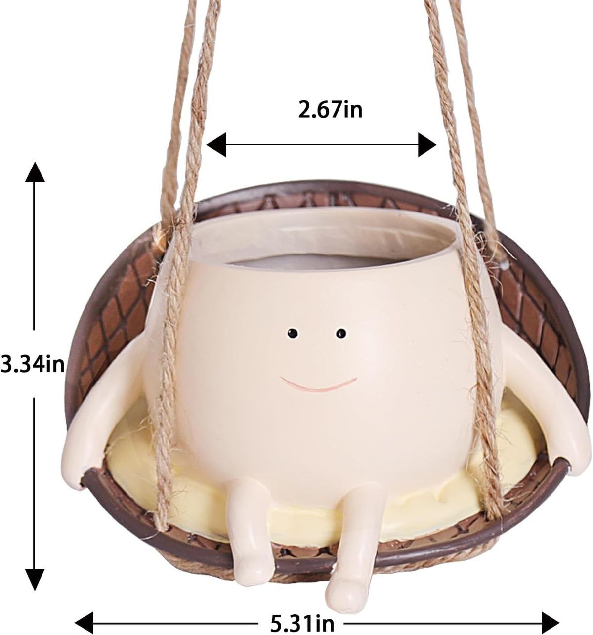 Hanging Swing Chair Planter Pot Smile Face Plant Pot for Indoor Outdoor Plants Cute Head Flower Pots K769370