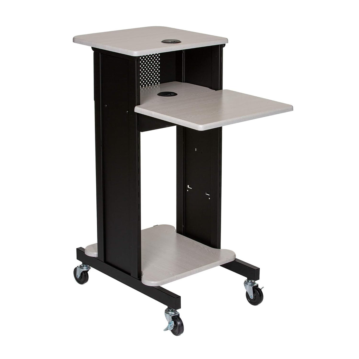 Presentation Cart and Stand, Steel Frame, Ivory Woodgrain K2781
