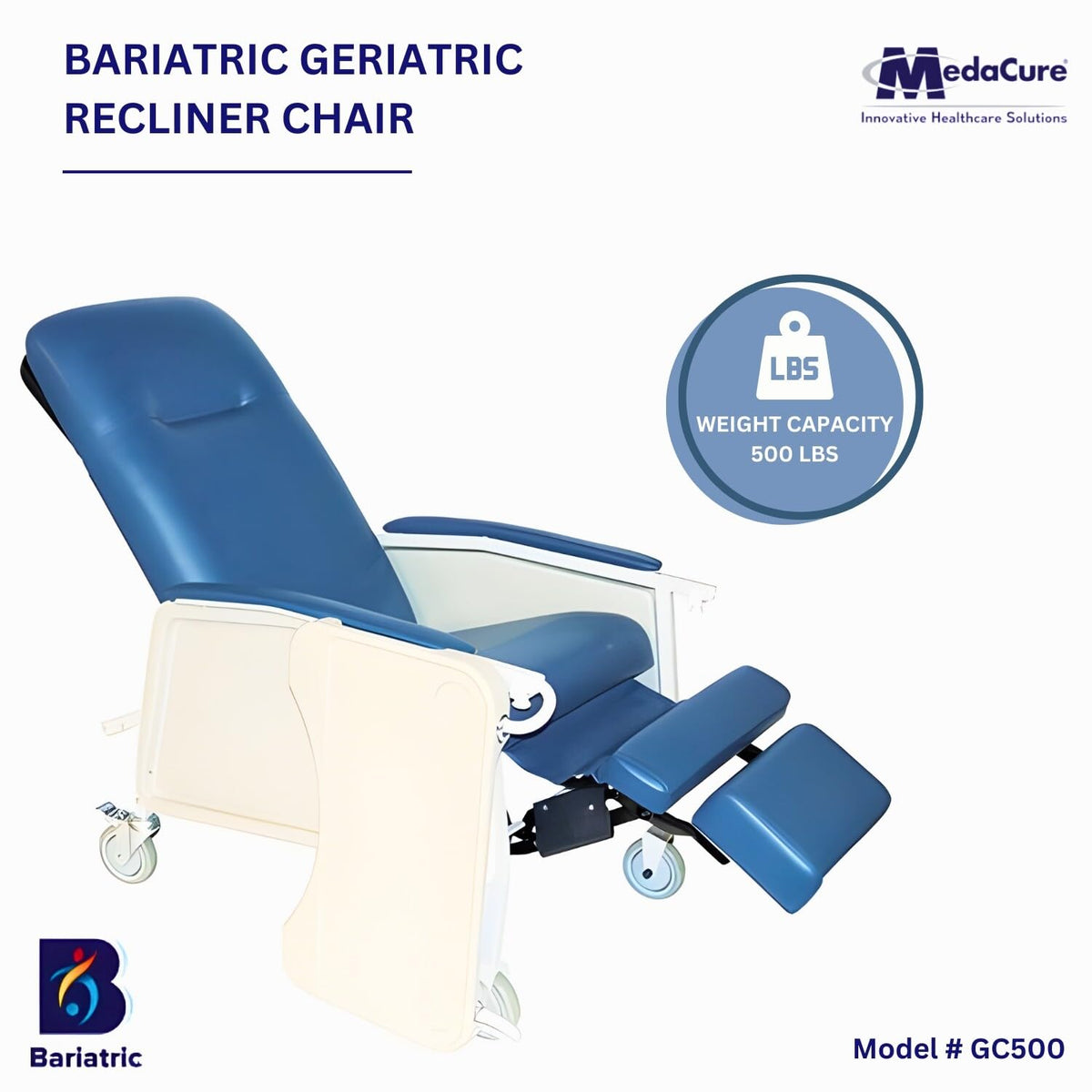 Reclining Geri Chair, 3 Positions, 500 Lbs Weight Capacity B8450
