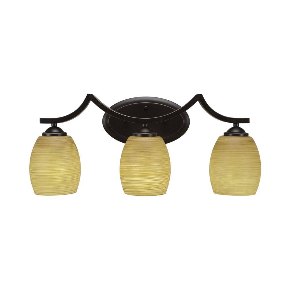 Three Light Bath Bar Dark Granite Finish with Linen Glass W402885