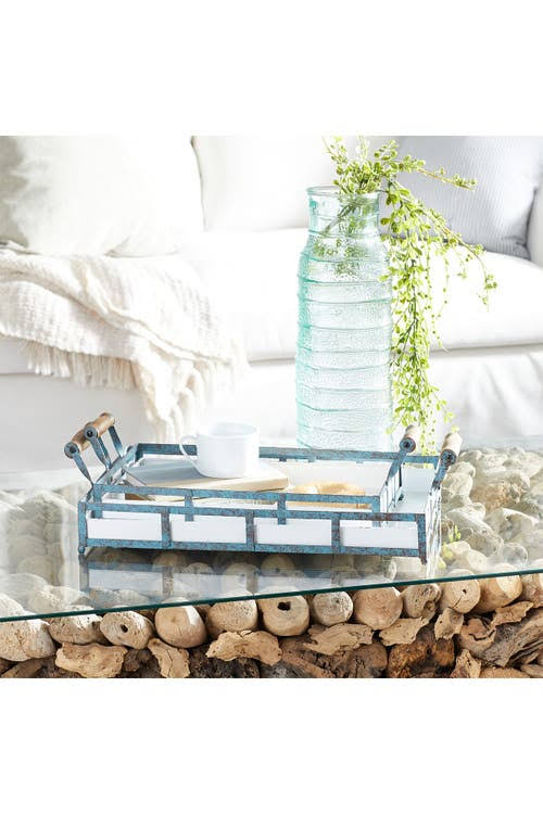 Set of 2 Blue Metal Farmhouse Tray T862
