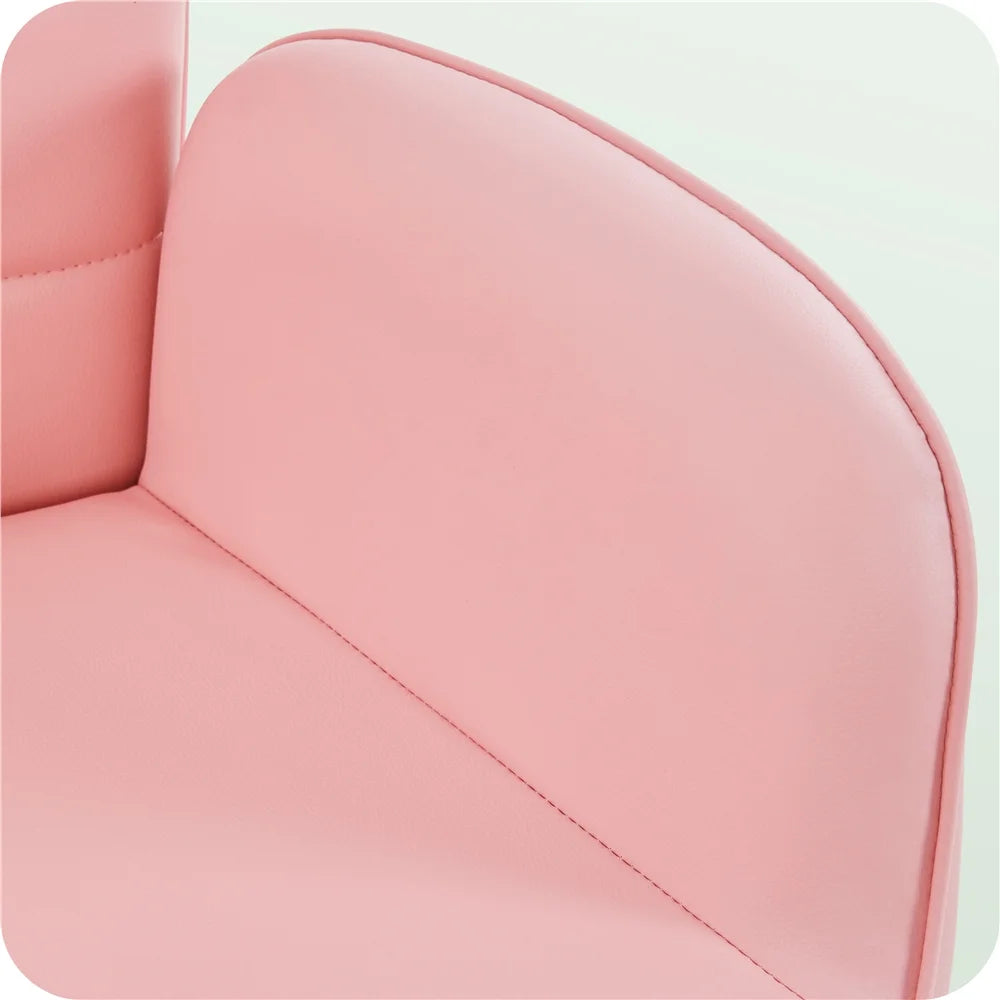 Pink Faux Leather Office Chair with Padded Armrests R6774