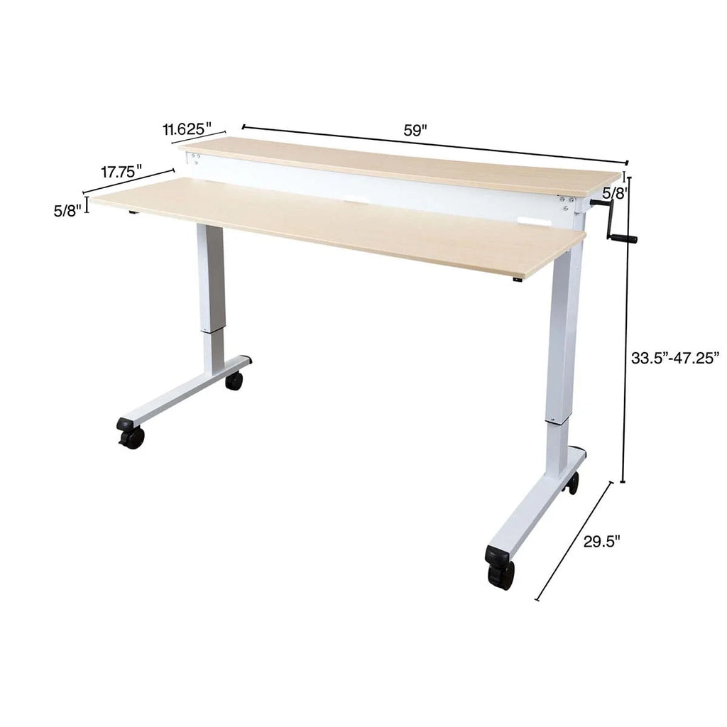 60" Two-tier Crank Adjustable Sit to Stand Desk K281280