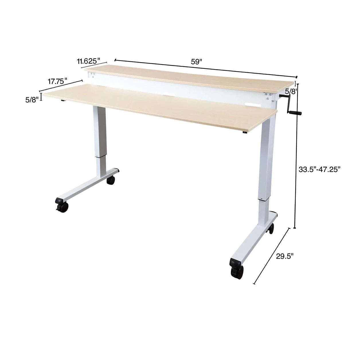 60" Two-tier Crank Adjustable Sit to Stand Desk K281280