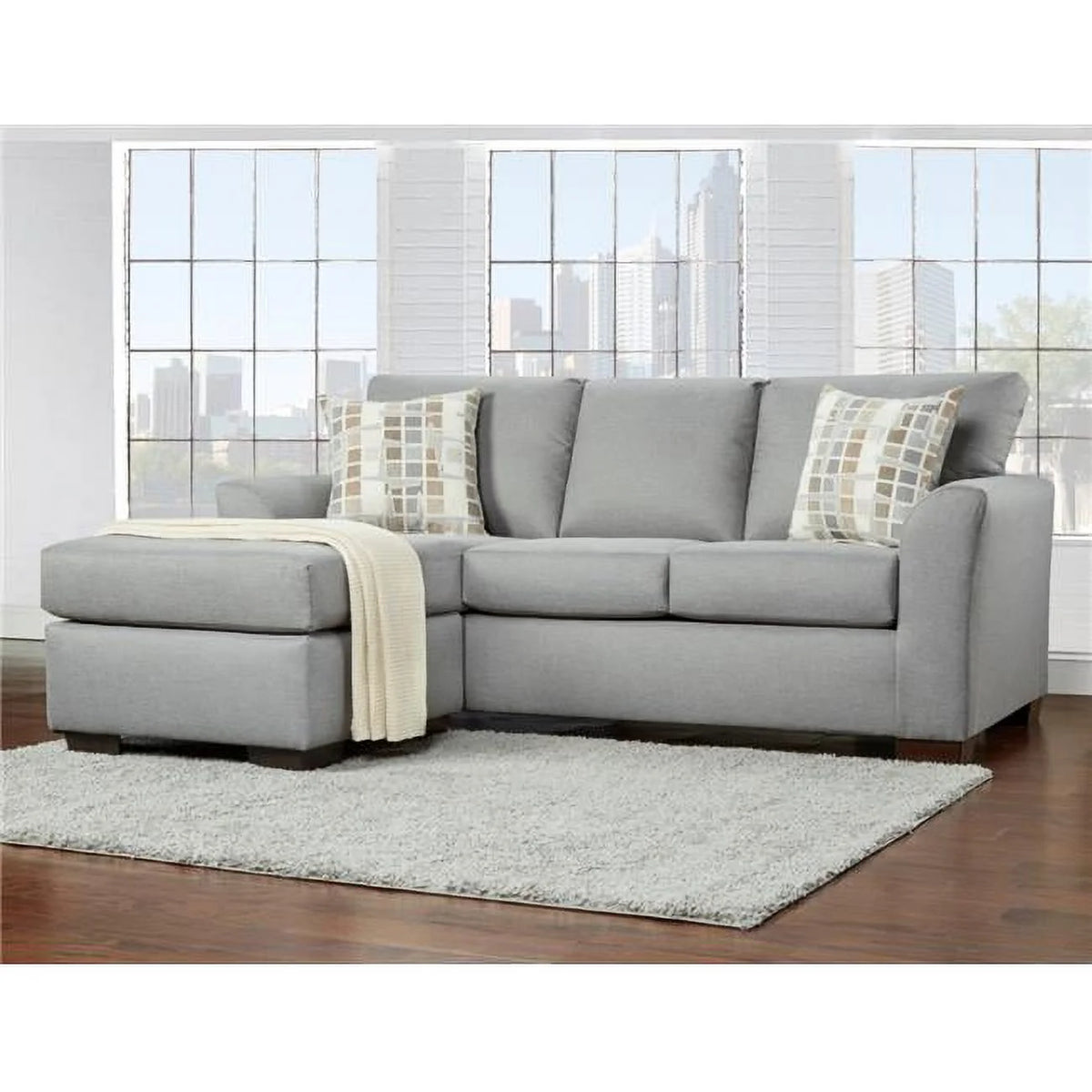Gray Sectional Sofa with Reversible Chaise C514