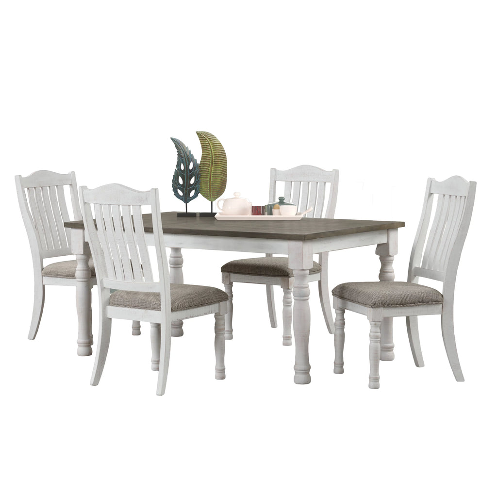 5-Piece Two-tone Brown and White Dining Set Q6185